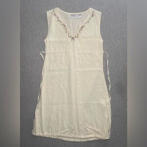 Funky People Womens Cream Sundress Tie Back Straps Embroidered Size Medium